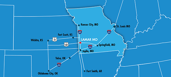 拉马尔 密苏里州 Location Midwest Southwest Highway Map
