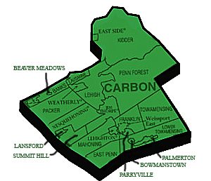 Geographical map of Carbon County PA