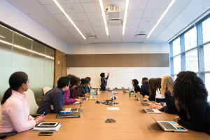 group learning in conference room