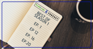 image of notebook with the best episodes from season one of the thrive podcast listed on it.