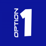 Option One Blue and white graphic that says Option One